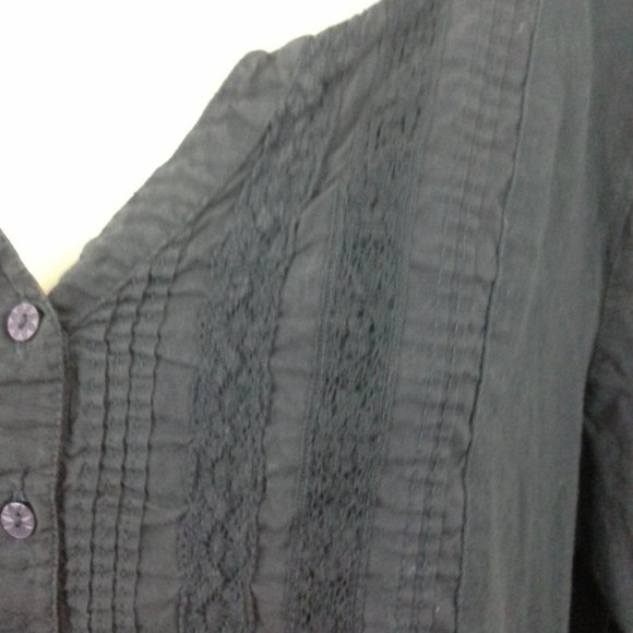 Gloria Vanderbilt womens top Size L Dark blue Lace - Picture 8 of 10